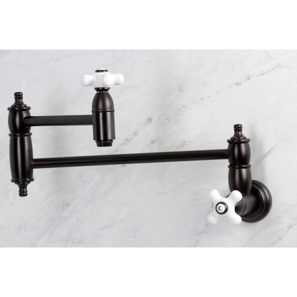 KS3105PX Restoration Two-Handle Wall Mount Pot Filler, Oil Rubbed Bronze