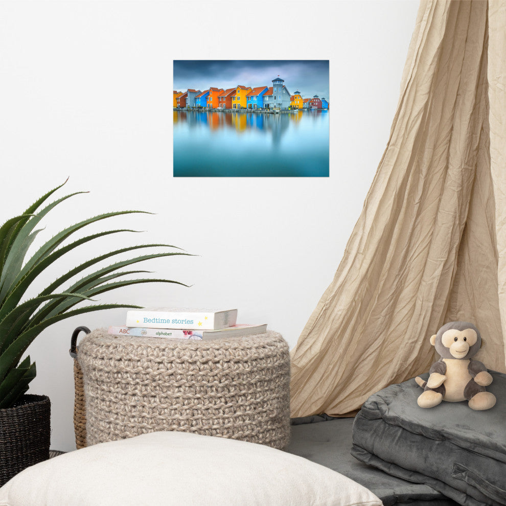 Blue Morning at Waters Edge Groningen Netherlands Wall Art Prints, 12" X 16"