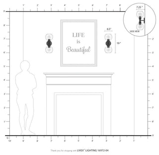 Downtown 2 Light Black With Brushed Nickel Accents Sphere Vanity Sconce
