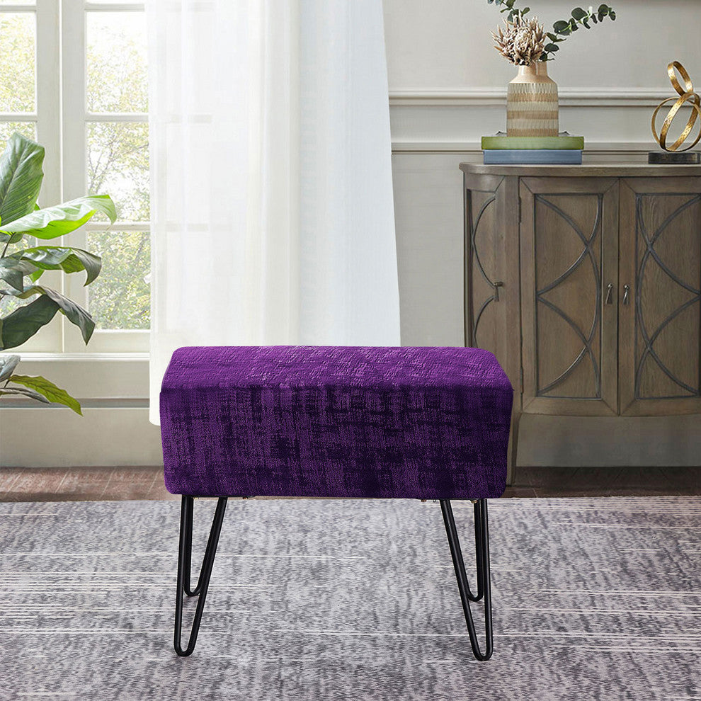 Textured Velvet Ottoman, Imperial Purple