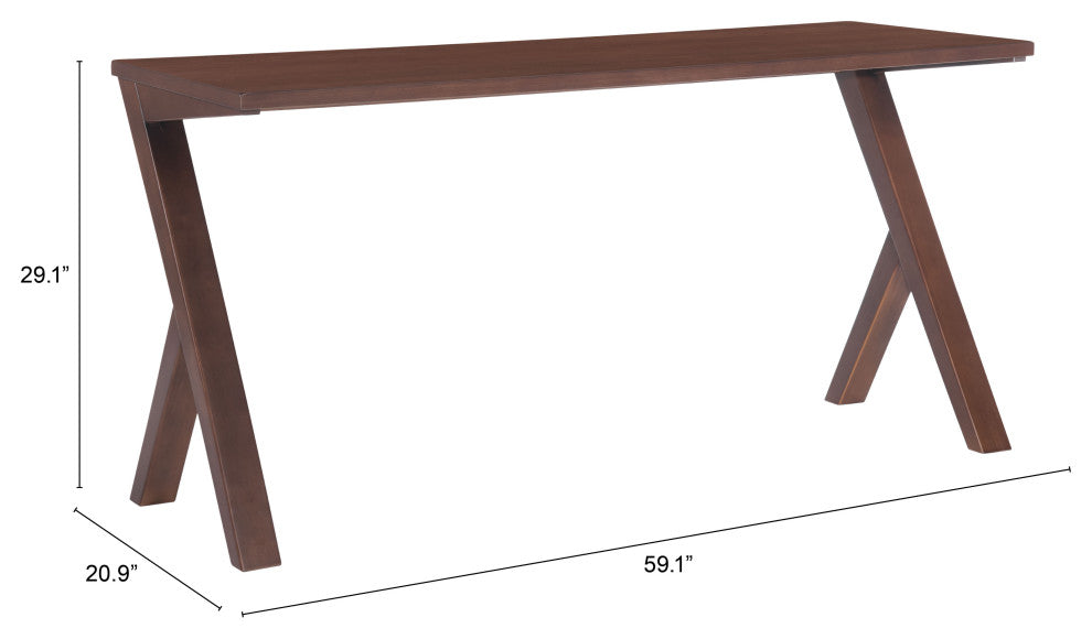 Computer Work Desk, Rectangular, Wood, Walnut, Home Business Office Furniture