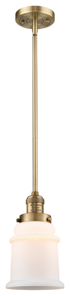 Canton 1-Light Mini Pendant, Brushed Brass, Matte White