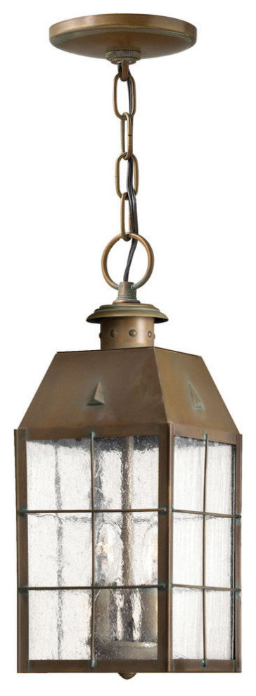 Hinkley Nantucket Medium Hanging Lantern, Aged Brass