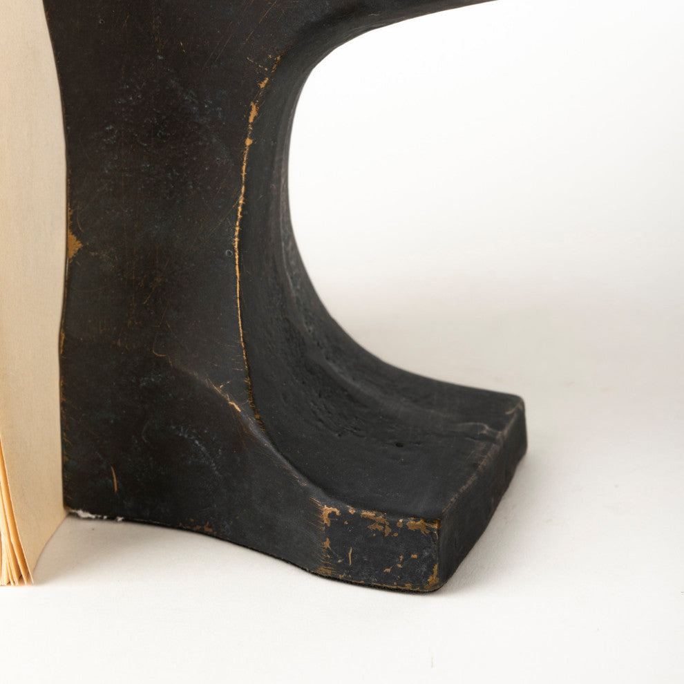 Anvilia, 2-Piece Set, 12Lx4W Black With Gold Accents Anvil Shaped Bookends