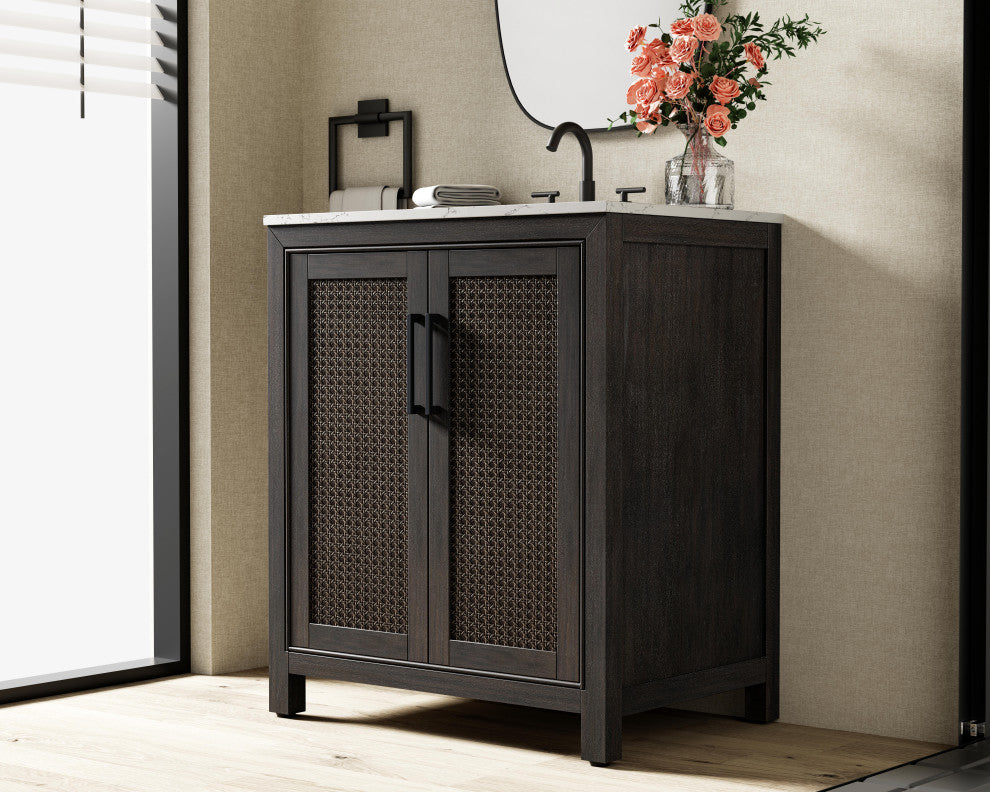 Home Living 30" Single Bathroom Vanity, Chocolate Oak