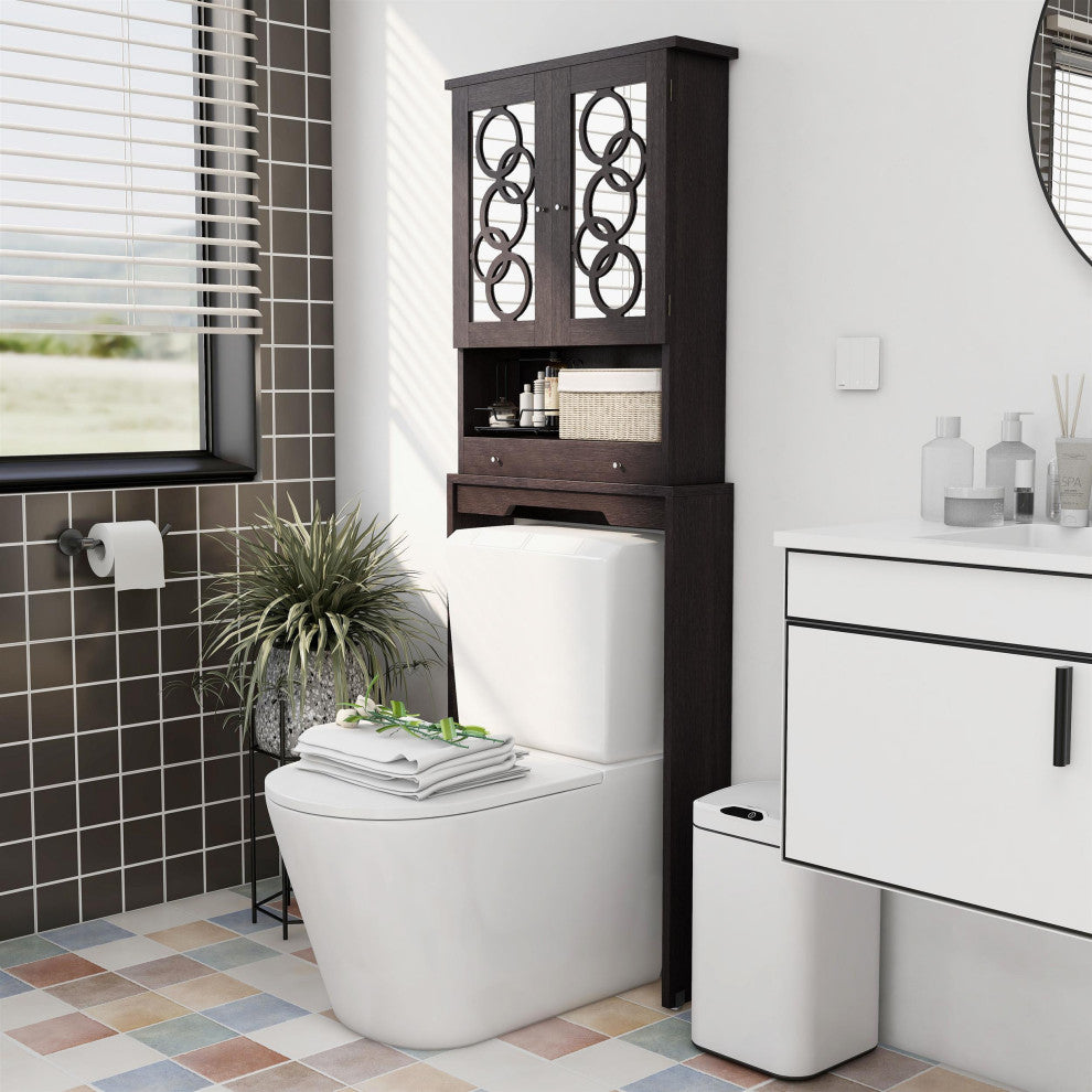 Furniture of America Tara Wood Bathroom Space Saving Cabinet in Cappuccino