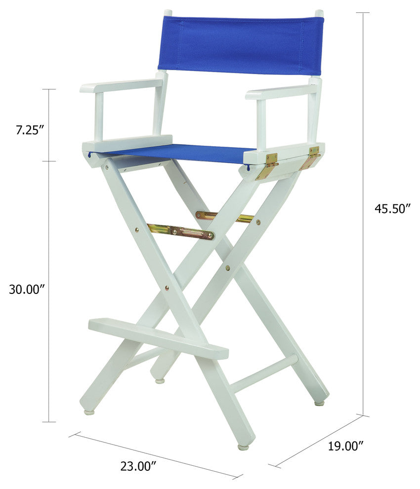 030" Director's Chair White Frame-Royal Blue Canvas