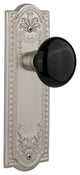 Meadows Plate Privacy Black Porcelain Knob, Satin Nickel