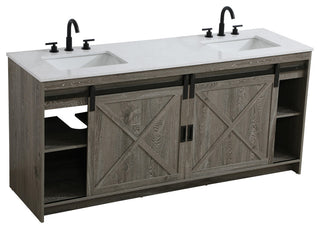Home Living 72" Double Bathroom Vanity, Rustic Grey