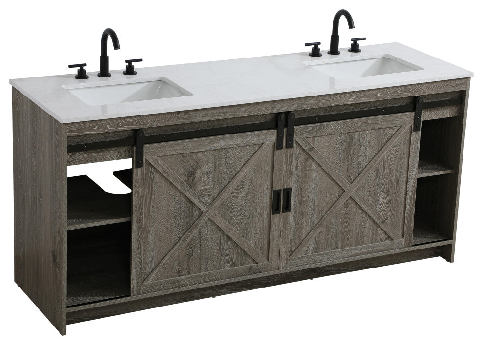 Home Living 72" Double Bathroom Vanity, Rustic Grey