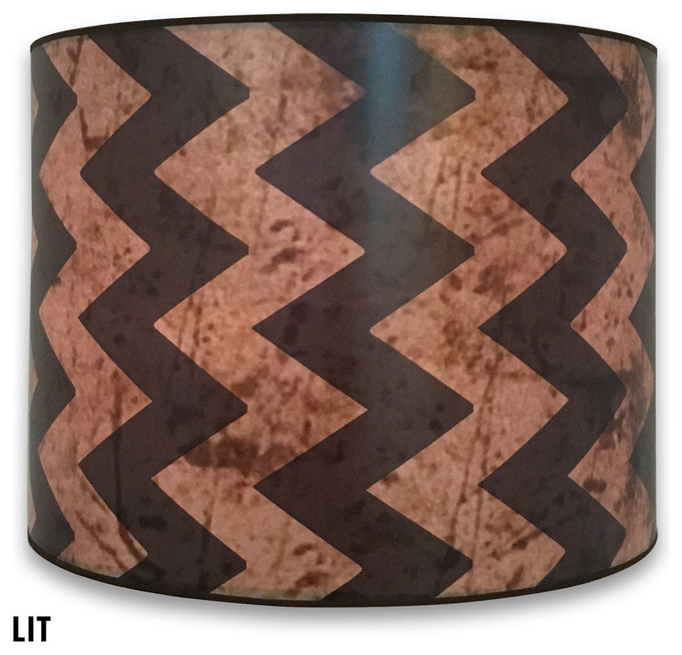 2-Tone Black and Beige Chevron Hard Back Lampshade, Black and Beige, 10"x10"x8"