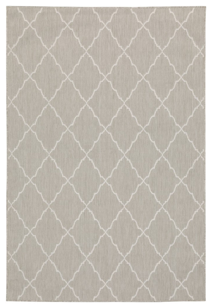 8"x10" Gray and Ivory Trellis Indoor Outdoor Area Rug