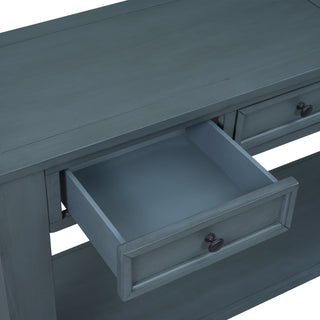 63"x30" Rustic Chic Console Table with Drawers and Shelf for Entryway Hallway, Navy