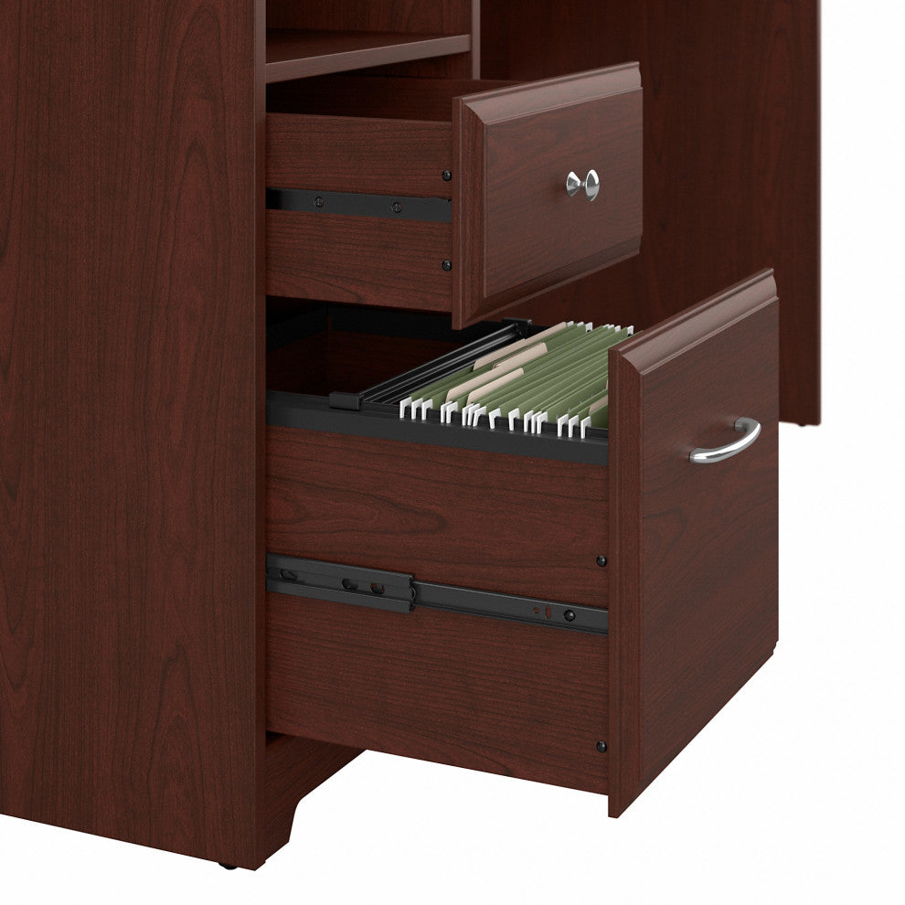 Cabot L Shaped Computer Desk With Drawers, Harvest Cherry