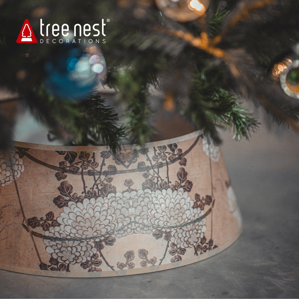 Tree Nest Glory Canvas Tree Skirt For Christmas Tree Stands, Medium, Brown/Beige