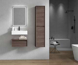 Alysa 24" Floating Bath Vanity, Acrylic Sink/Single Faucet Hole, Red Oak