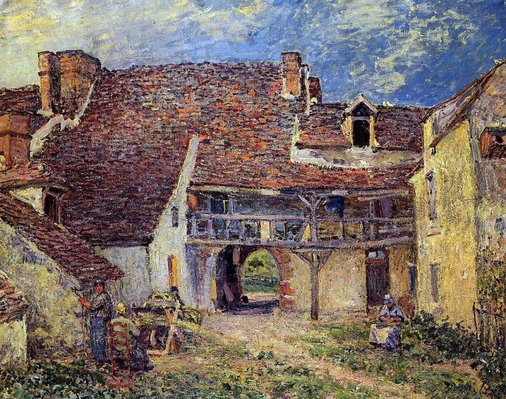 Alfred Sisley Courtyard of a Farm at Saint-Mammes Gallery Wrapped Canvas Print