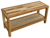 HomeRoots Large Rectangular Teak Bench With Shelf, Natural Finish