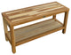 HomeRoots Large Rectangular Teak Bench With Shelf, Natural Finish