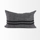 Sibyl 13"Lx21"W Black Fabric Striped/White Fringed Decorative Pillow Cover