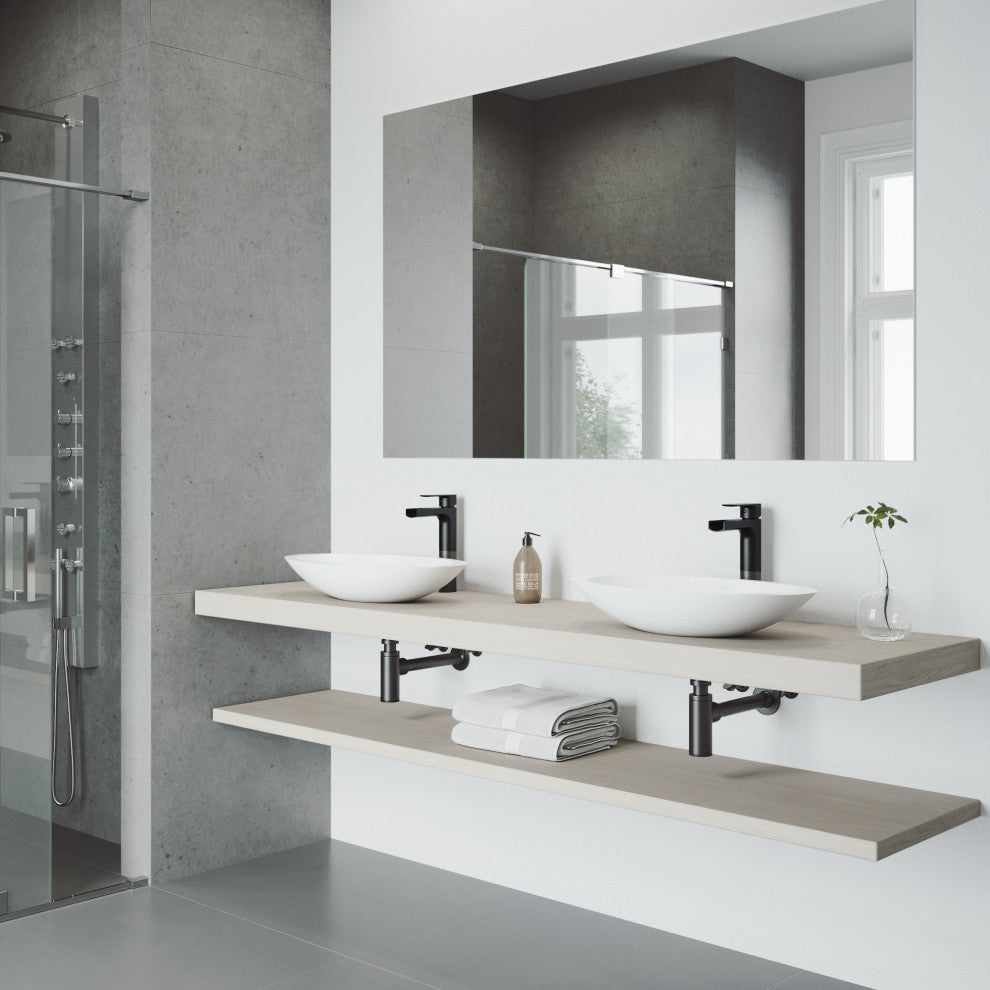 Wisteria 23"L x 14"W MatteStone Vessel Sink and Amada 10"H Faucet Set