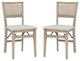 Linon Keira Set of Two Folding Chairs Beige Fabric Seat & Back in Graywash Wood