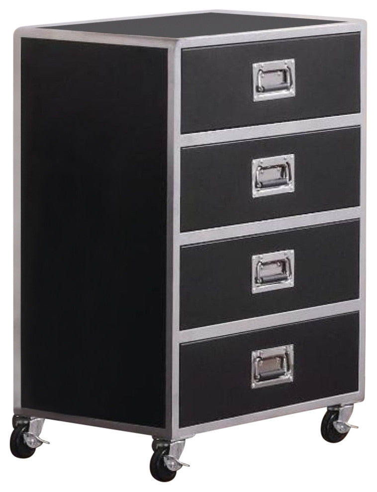 Industrial Drawer Chest With Casters Black and Silver