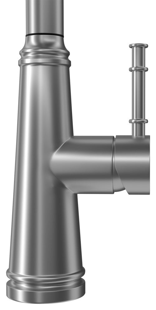 Single Handle Deck Mounted High Arc Pull Out Stainless Steel Kitchen Faucet, Bru