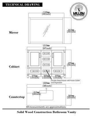 Aberdeen 48 Single Sink Bath Vanity in Coventry Gray 2" Carrara Marble