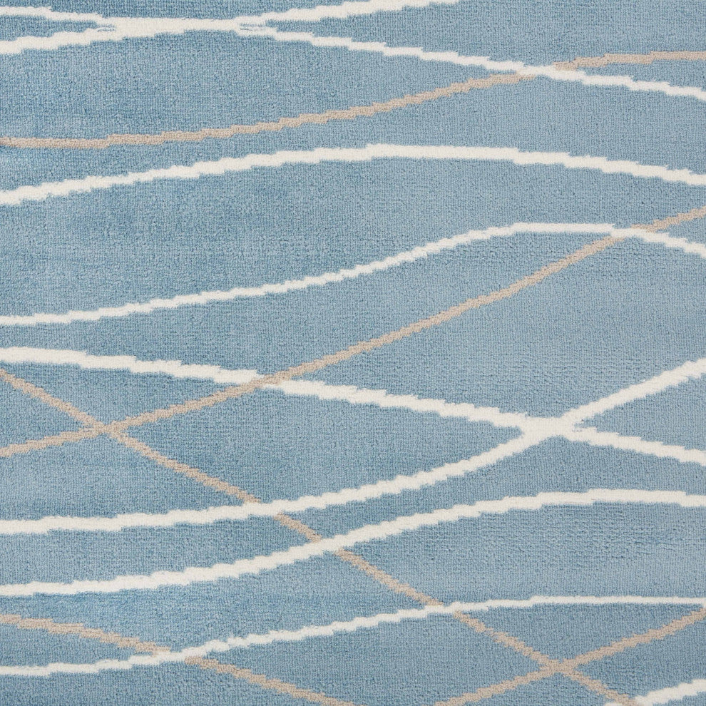 9" x 12" Blue Contemporary Waves Area Rug