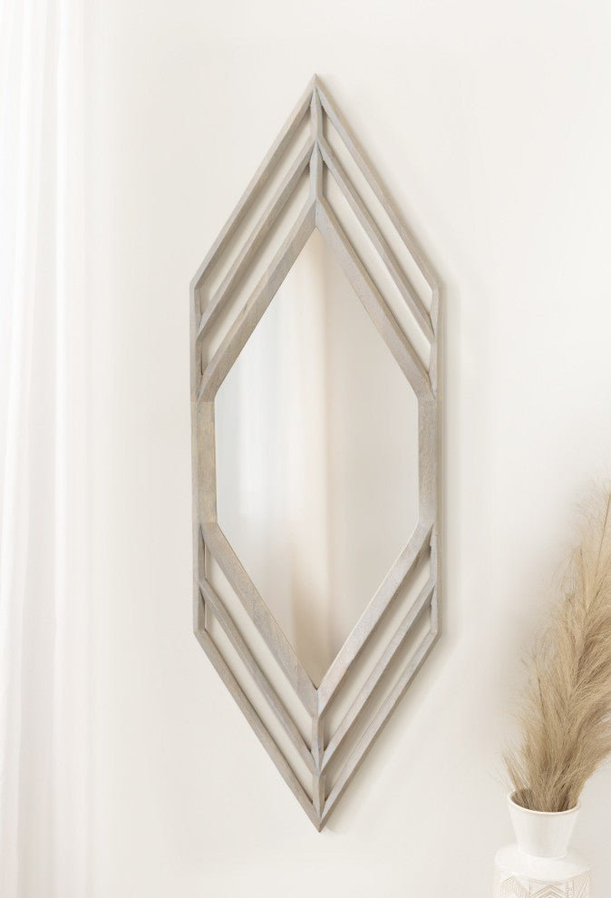 Vayga Framed Wall Mirror, White, 14"x42"