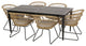 Bernay Outdoor Wicker and Aluminum 7 Piece Dining Set With Cushion, Light Brown