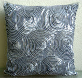 Euro Pillows Silver Euro Deco Pillow Art Silk 24x24 Sequins, All Eyes On Silver