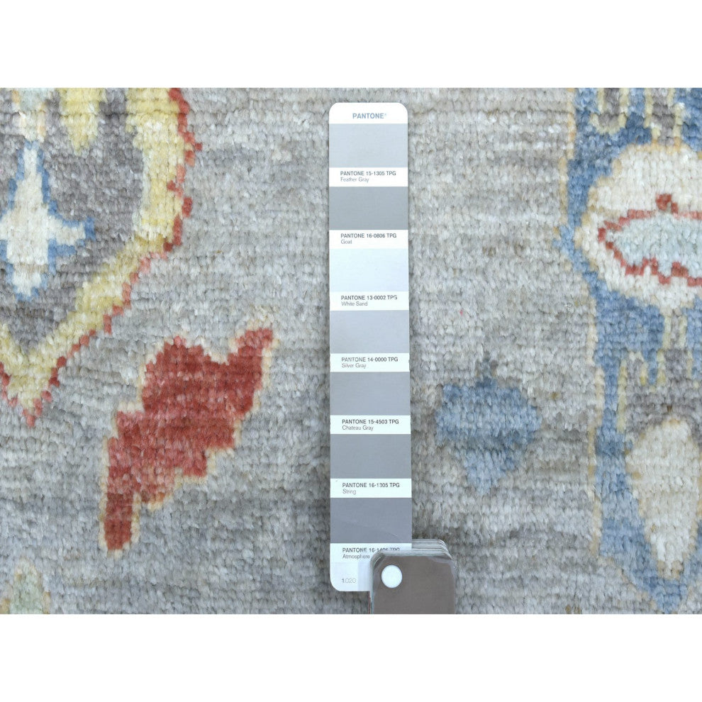 Hand Knotted Gray Afghan Angora Oushak Soft Wool Oriental Rug, 6'0" x 8'8"