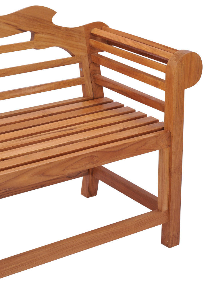 Teak Wood Lutyens Quadruple Outdoor Patio Bench, 8 Foot