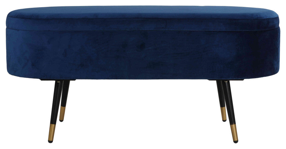 Cortesi Home Ruslan Oval Storage Ottoman, Navy