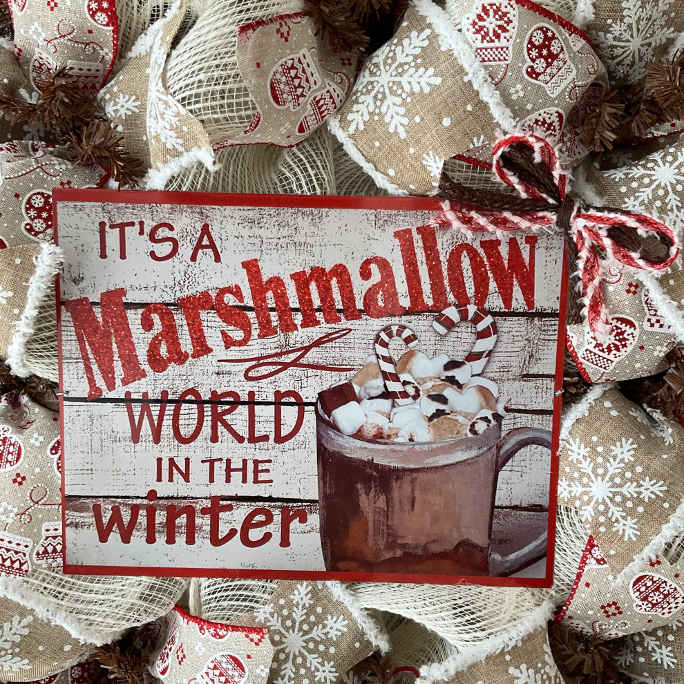 It's A Marshmallow World, The Winter Handmade Deco Mesh Wreath