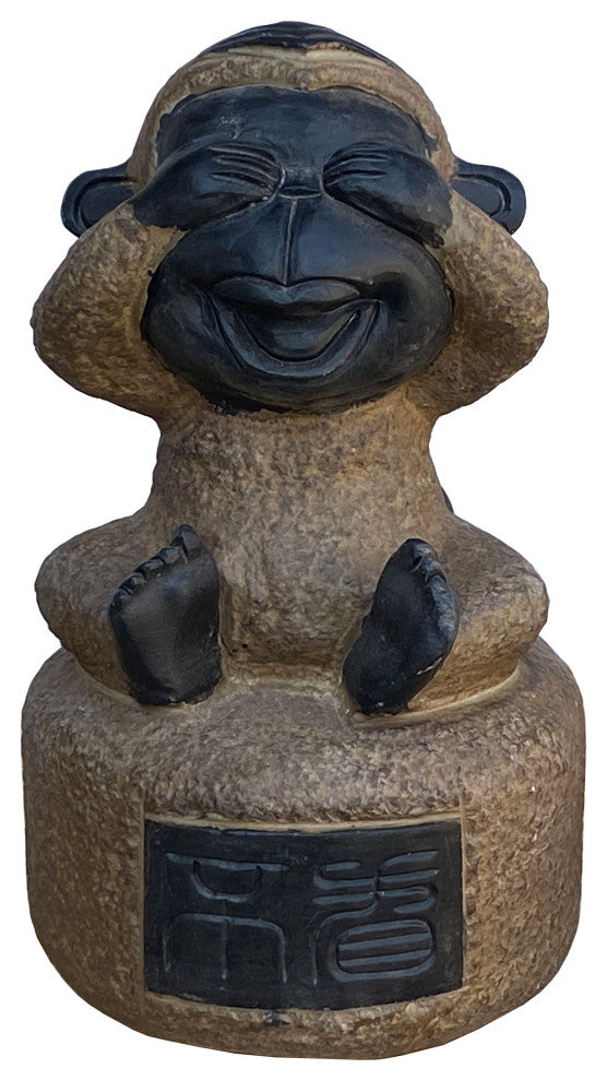 Black Gray Brown Two Colors Stone Monkey Ape See No Evil Figure Hcs7115