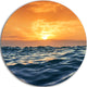 Blue Waves Dancing At Yellow Sunset, Beach Round Wall Art, 23"