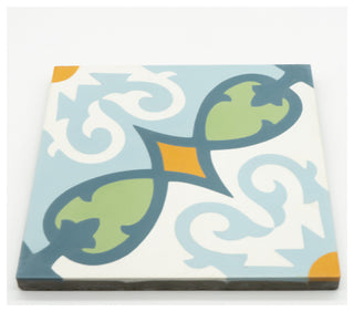 8"x8" Agadir  Handmade Cement Tile, Multicolor, Set of 12