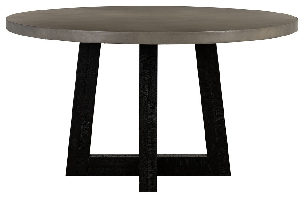 Chester Modern Concrete and Acacia Round Dining Table