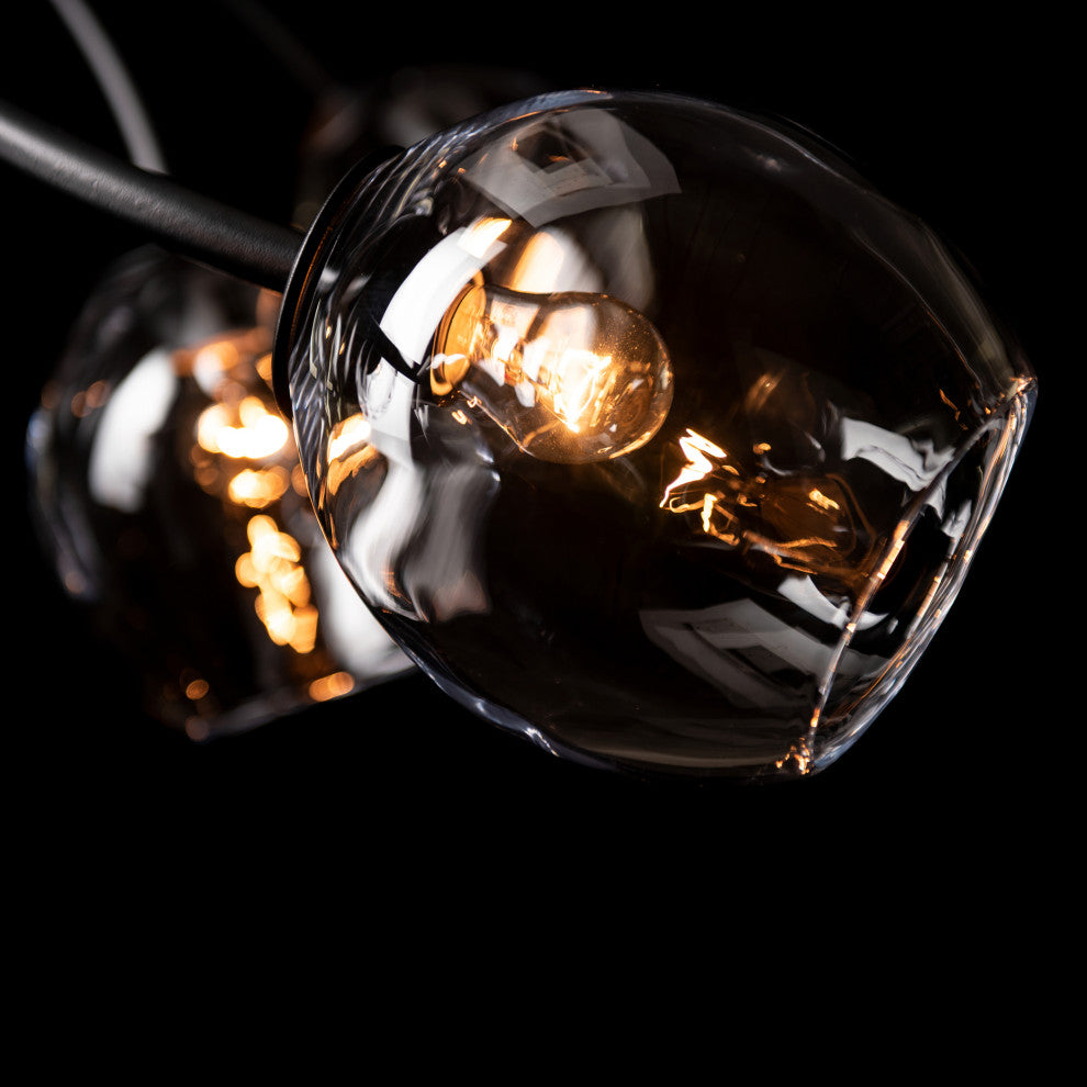 Vine Pendant, Black Finish, Clear Simon Pearce Glass, Standard Overall Height