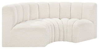 Arc Boucle Fabric Upholstered 3-Pc. Inward Curved Modular Sectional, Cream