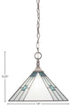 1-Light Chain Hung Pendant with Square Fitter, Brushed Nickel/Sky Ice Art