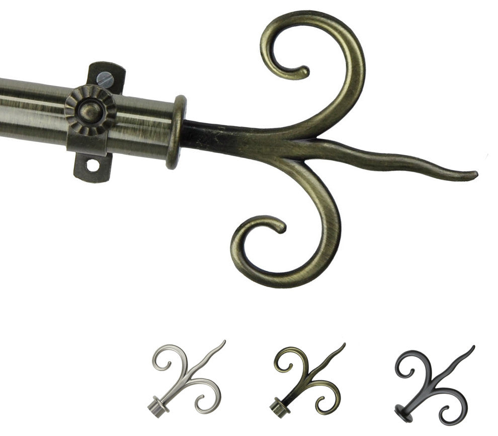 Norman 13/16" Diameter Curtain Rod, Antique Brass, 18-28"