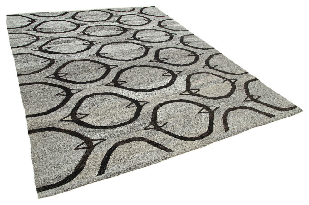 Rug N Carpet - Handmade Turkish 8' 2'' x 10' 4'' Modern Design Wool Kilim Rug