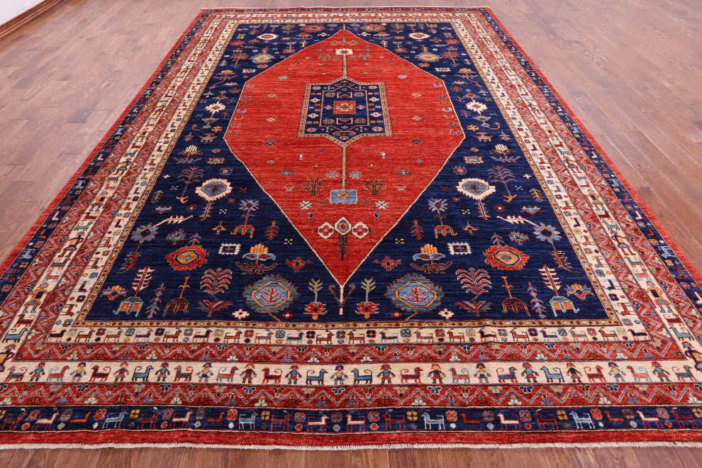 9' 11" X 13' 9" Hand Knotted Persian Fine Serapi Wool Rug - Q12644
