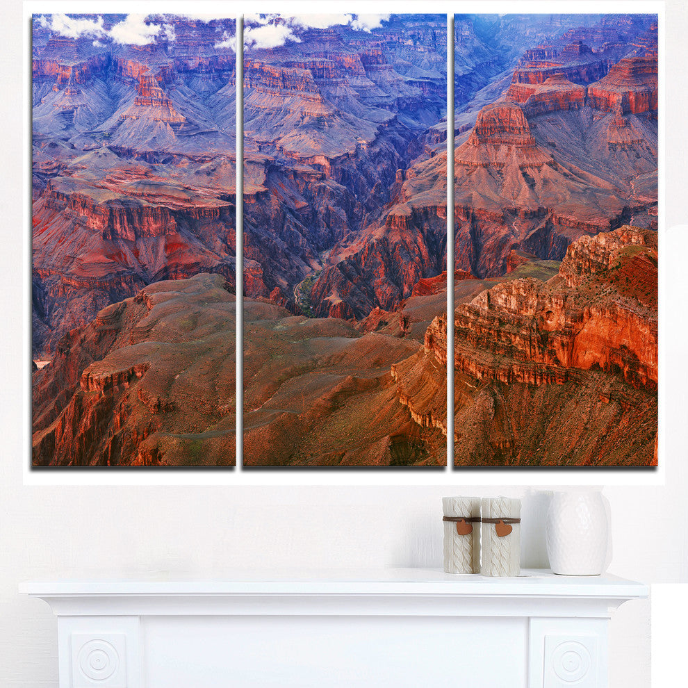 "Blue and Red Grand Canyon View" Metal Wall Art, 3 Panels, 36"x28"