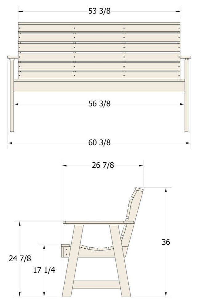 Riverside Garden Bench 5', Black Sand