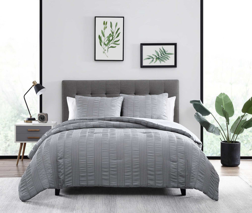 The Nesting Company Elm 3 Piece Comforter Set - King - Gray